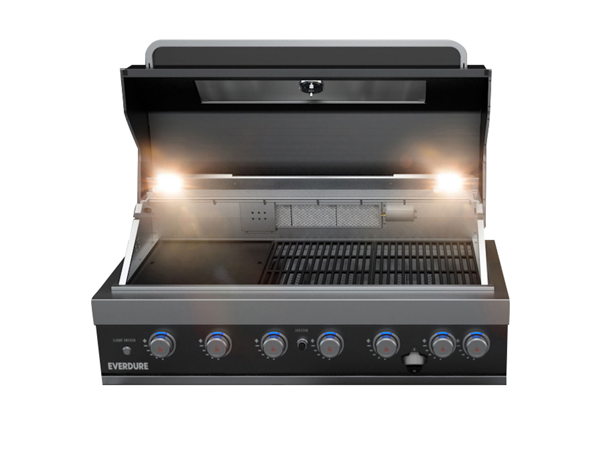 Everdure 6+1-Brenner Gasgrill aus 304er Edelstahl Gußeisen mit Heckbrenner